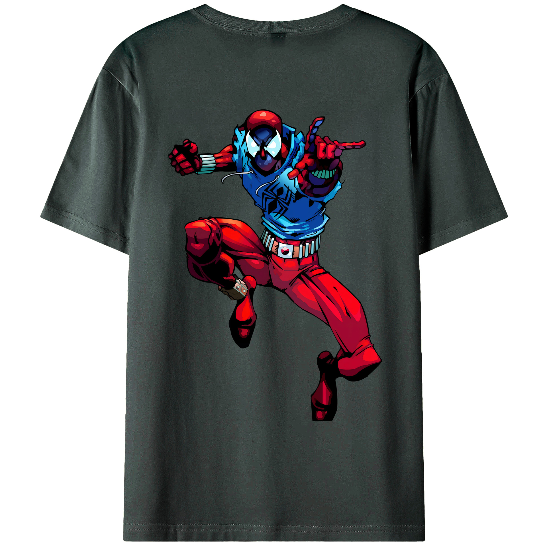（画像用） Spider Man スパイダーマン 綿100％ メンズ半袖Tシャツ（バックプリント） 通気性